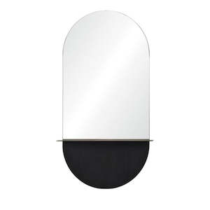 Ovall Salon Black Shelf Mirror