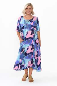 Sula Blue Leaf Pocket Dress