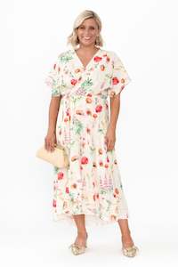 Luanne White Floral Linen Blend Dress