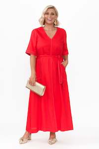 Navarra Red Contrast Tie Dress