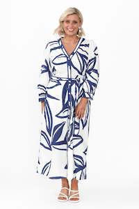 Priya Navy Floral Cotton Poplin Dress