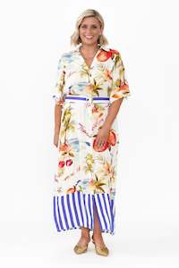 Zaylee White Tropical Shirt Dress