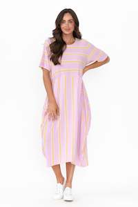 Samiya Pink Stripe Bamboo Dress