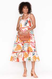 Womenswear: Amarta White Tropical Cotton Tiered Dress