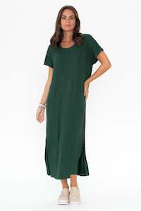 Dempsey Deep Green Bamboo Midi Dress