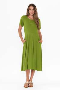 Jasmine Green Bamboo Pocket Dress