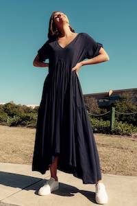 Womenswear: Navy Peak Maxi Dress