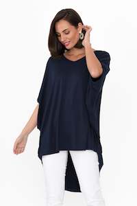 Emory Navy Bamboo Hi Lo Batwing Top