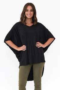 Womenswear: Emory Black Bamboo Hi Lo Batwing Top