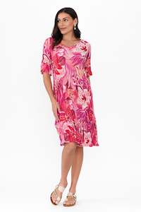 Calla Pink Floral Crinkle Dress