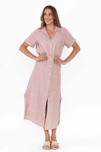 Womenswear: Aries Beige Stripe Linen Shirt Dress