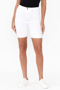 Bonnie White Denim Stretch Shorts