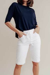 Womenswear: Asha White Cotton Blend Drawstring Shorts