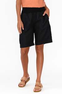 Womenswear: Aster Black Linen Shorts