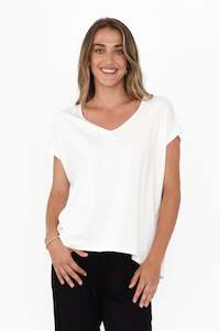 Jenner White V Neck Tee