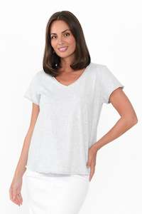 Maggie Grey Cotton Vee Tee