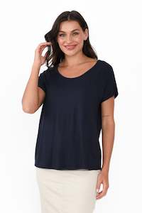 Eadie Dark Navy Bamboo Top