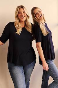 Womenswear: Buttery Navy Half Sleeve Tee