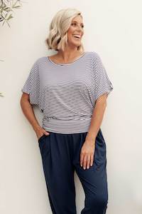 Womenswear: Navy and White Stripe Maui Tee