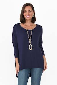 Navy Milan 3/4 Sleeve Top