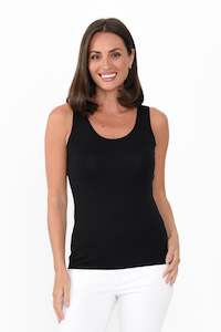 Womenswear: Black Micro Modal Scoop Singlet