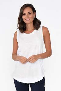 White Cotton Scoop Tank