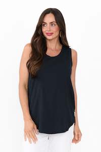 Navy Cotton Scoop Tank