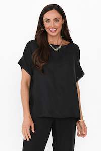 Greta Black Cupro Top