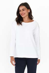 Moya White Cotton Hi Lo Top