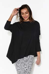 Susie Black Asymmetrical Bamboo Top