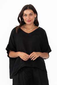 Kiro Black Linen Top