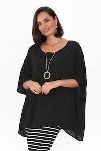 Mali Black Drape Top