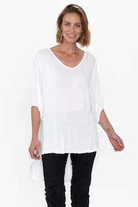 Agnes White Crinkle Cotton Hi Lo Top