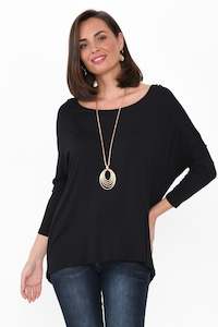 Womenswear: Black Milan 3/4 Sleeve Top