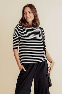 Camila Black Stripe Bamboo Top