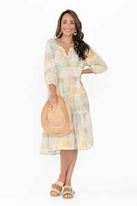 Irene Green Geo Cotton Blend Dress