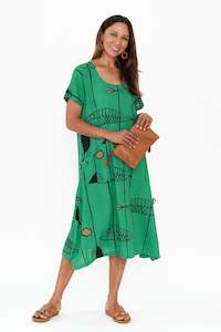 Lula Teal Sea Linen Cotton Dress