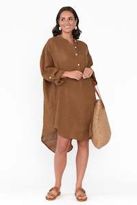 Womenswear: Mischa Mocha Linen Shirt Dress