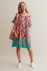 Cayman Pink Mosaic Cotton Tunic Dress