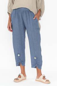 Isolara Blue Linen Gathered Pants