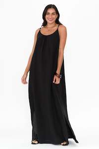 Kylah Black Linen Maxi Dress