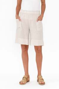 Oxley Beige Linen Pocket Shorts