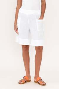 Womenswear: Oxley White Linen Pocket Shorts