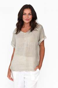 Anna Natural Linen Tee