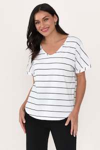 Womenswear: Toronto White Stripe Cotton Tee