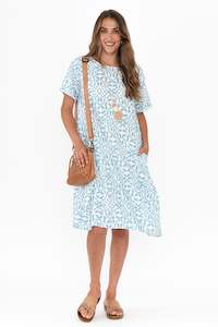 Womenswear: Shayann Blue Geo Linen Cotton Dress