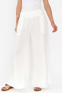 Emeline White Linen Blend Pants