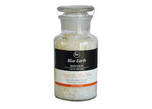 Products: Orange Ylang Ylang Bath Salt Jar Blue Earth Natural Skin Care