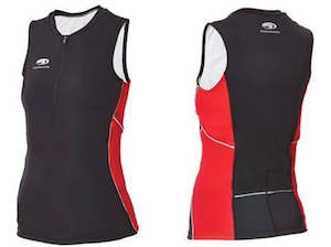 TX1000 WOMENS SINGLET BLACK ORANGE