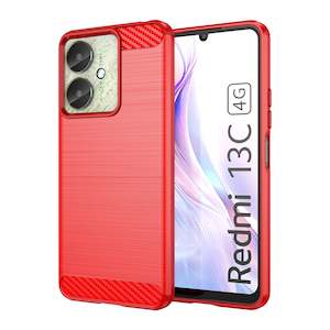 Xiaomi Redmi 13C 4G Carbon Fibre Brushed Case (Red)